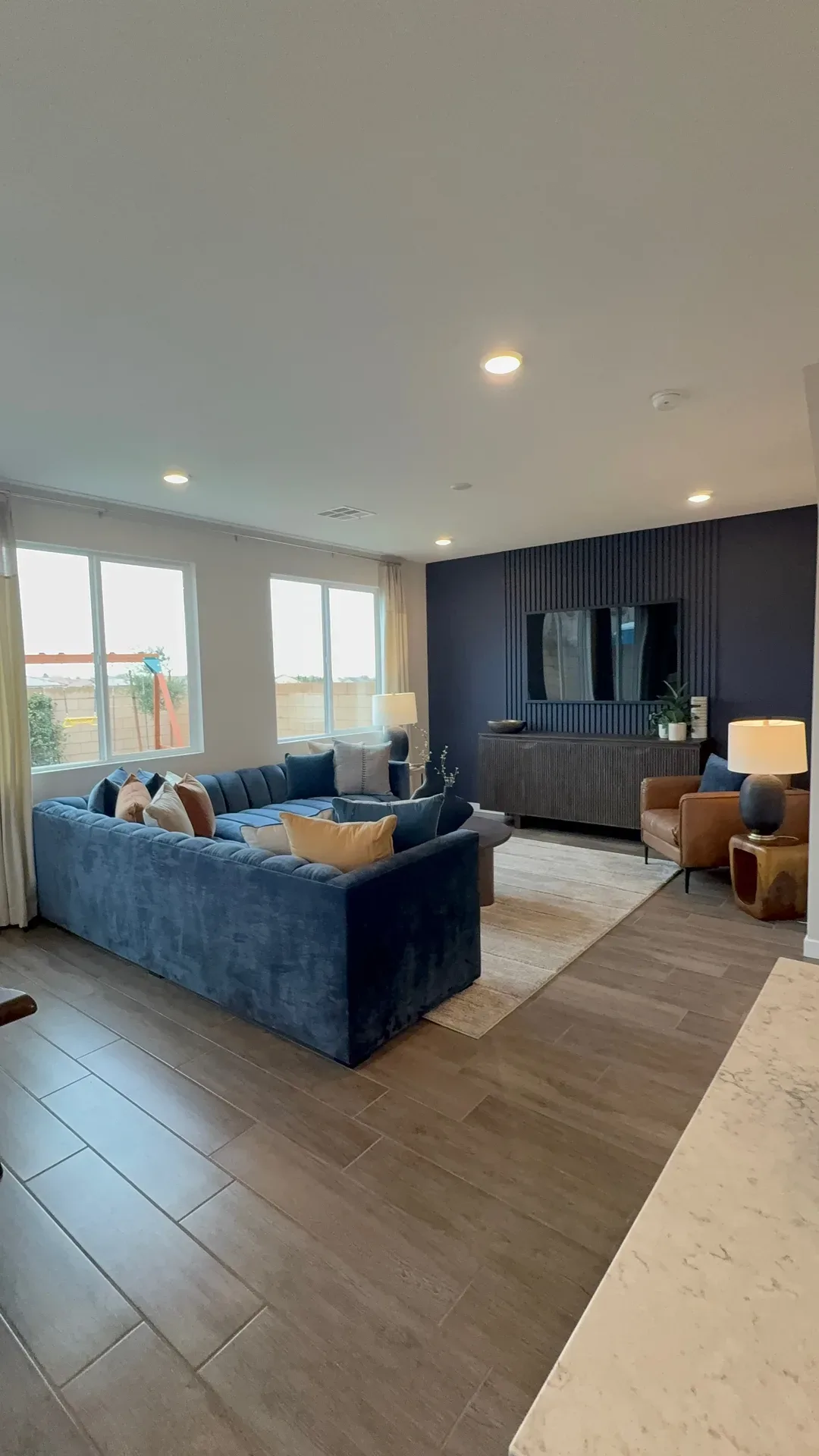 A bright, well-presented modern Las Vegas living room staged for sale