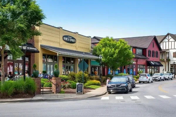 The Westhaven Village Center storefronts along Front Street in Franklin, Tennessee