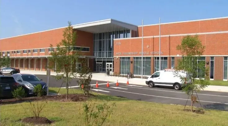 Apex Friendship Middle School exterior in Apex, NC