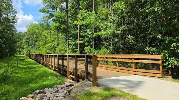 Beaver Creek Greenway wooden bridge near Bella Casa, Apex NC