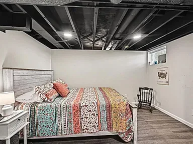 Fourth bedroom in the finished lower level of the Merriam home at 10035 W 55th Street
