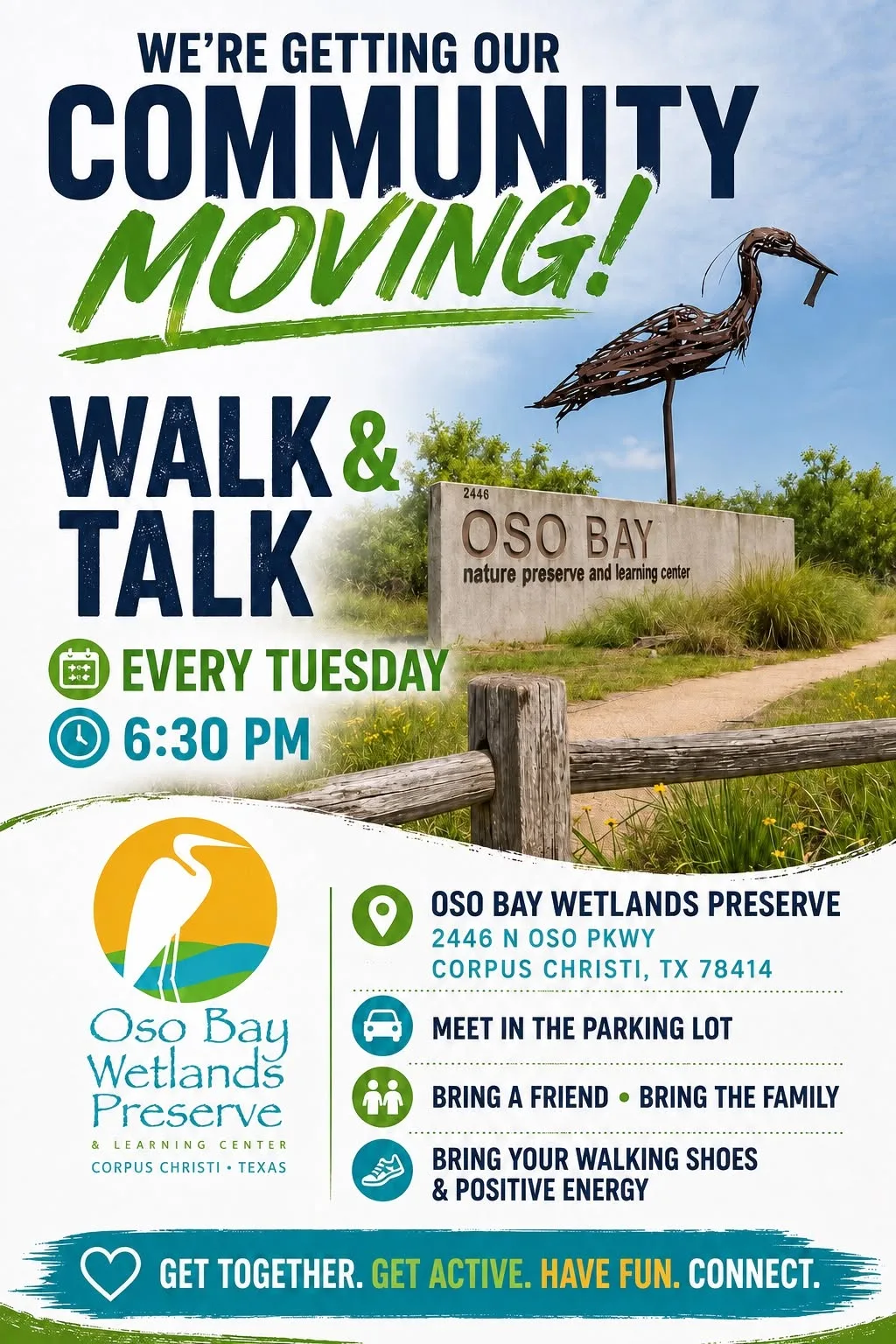 Oso Park community walk, every Tuesday at 6:30 PM