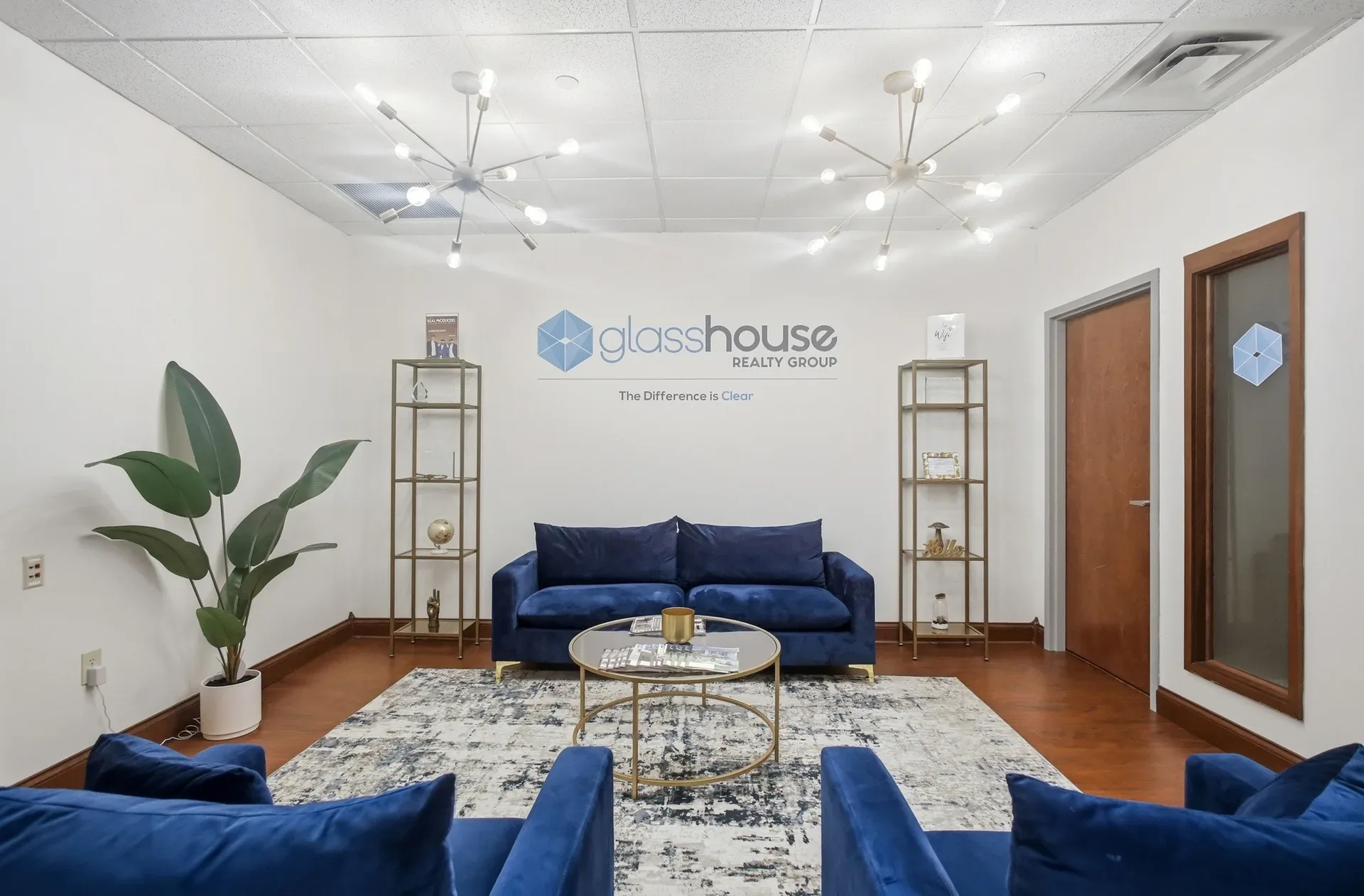 The reception lobby inside the Glasshouse Realty Springfield office