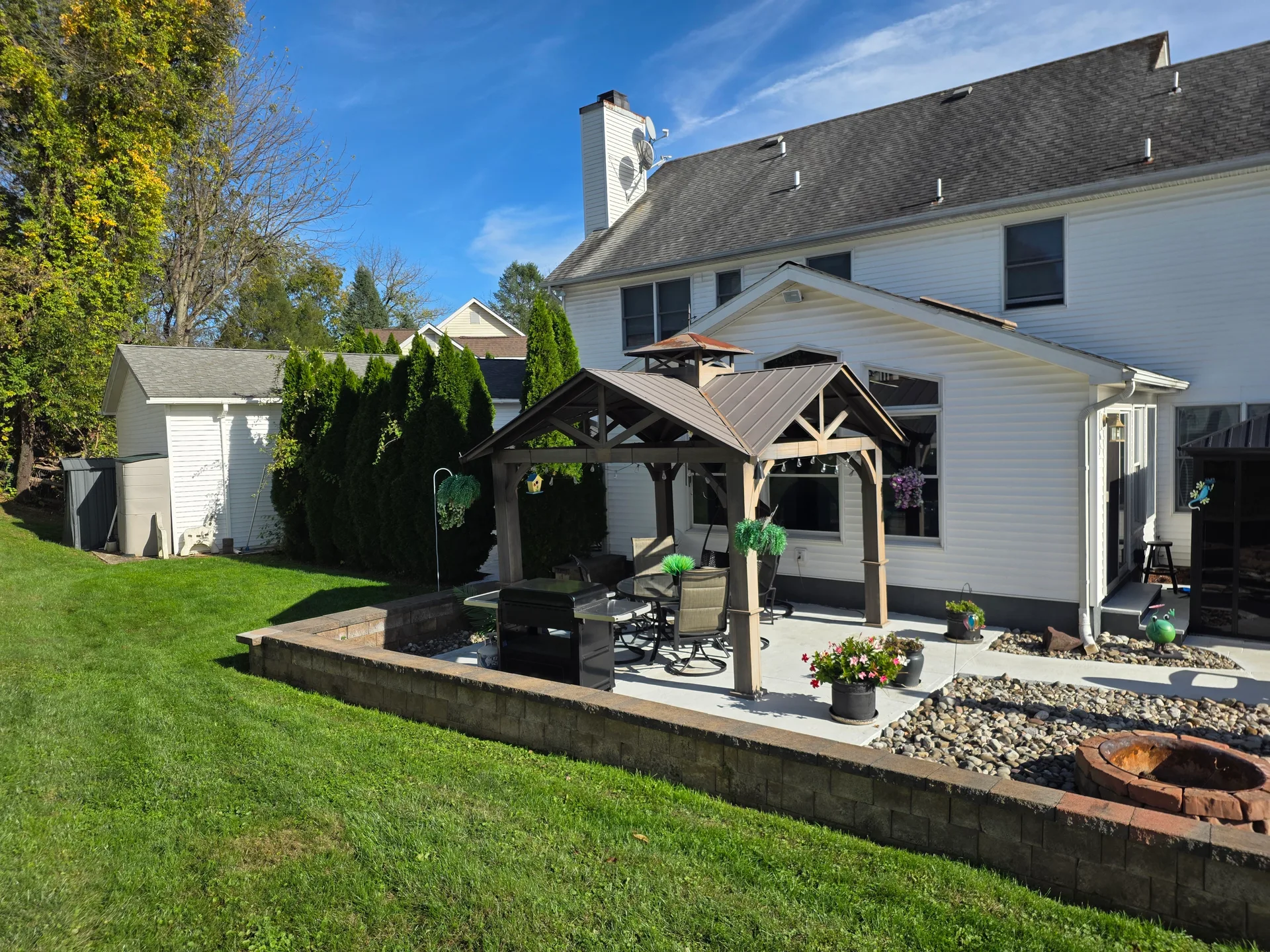 Backyard patio and gazebo at 1906 Grouse Court, Forks Township PA