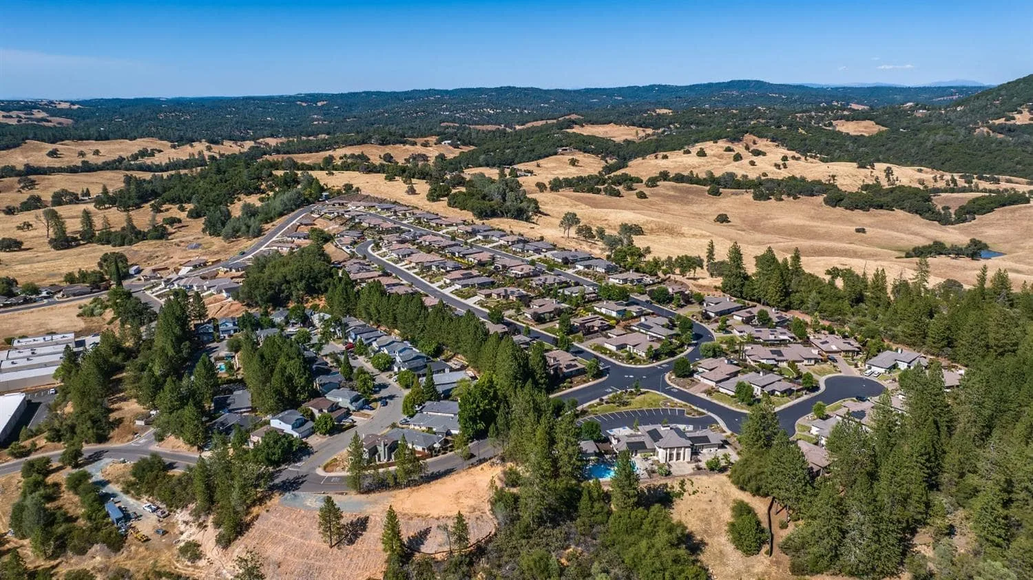 A drone view of the Jackson View 55+ active-adult community in Jackson, California