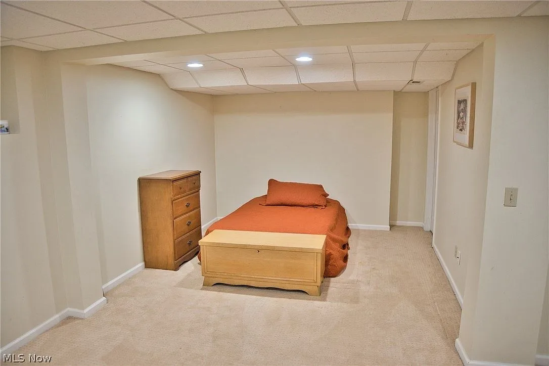 Finished basement space used as a bedroom
