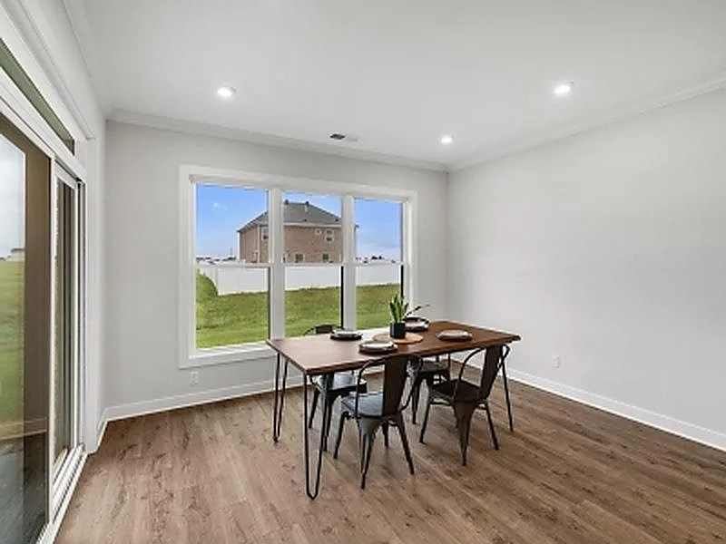 Dining area with picture windows