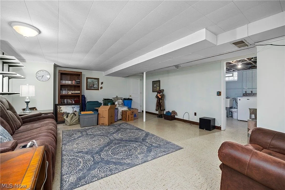 Finished basement recreation room at 1426 W 40th St