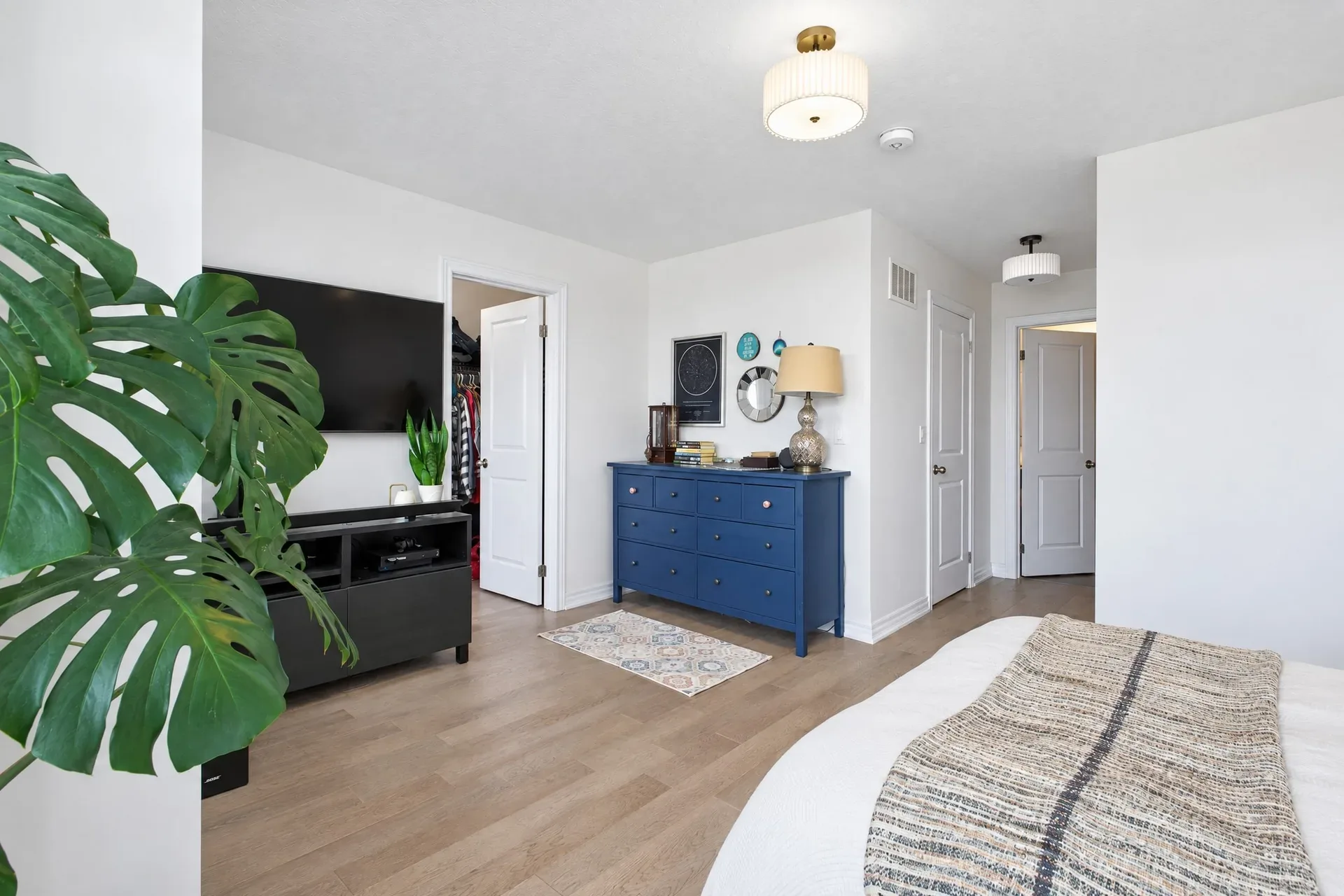 Primary suite storage: Bright, functional space
