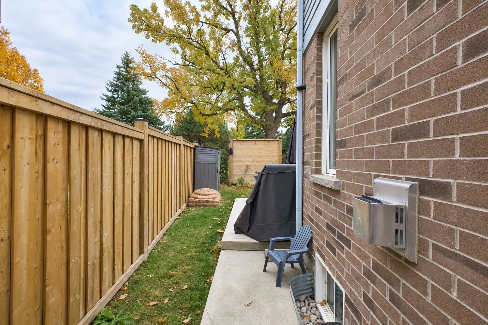 Side walkway: Path along the fence to the rear yard