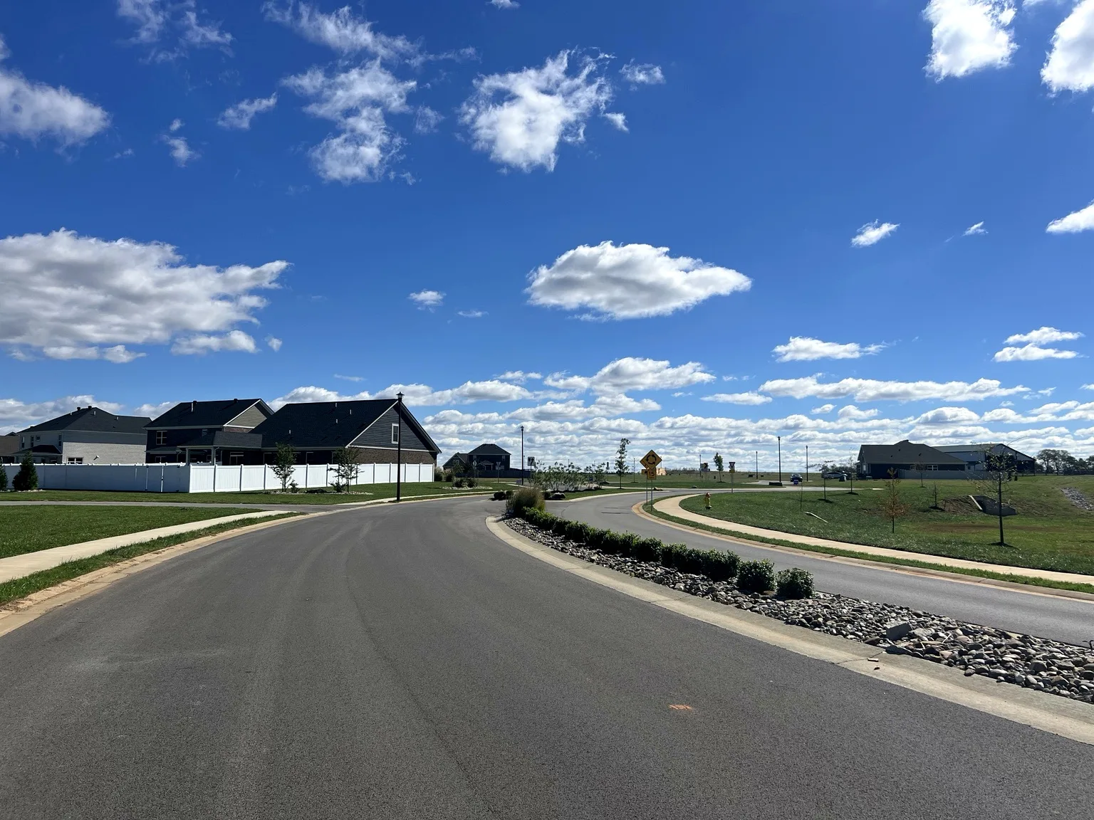 Sidewalk-lined street at Griffith at South Park Commons