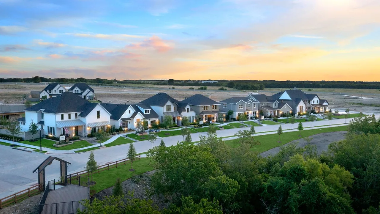Sunset over a new North Texas neighborhood