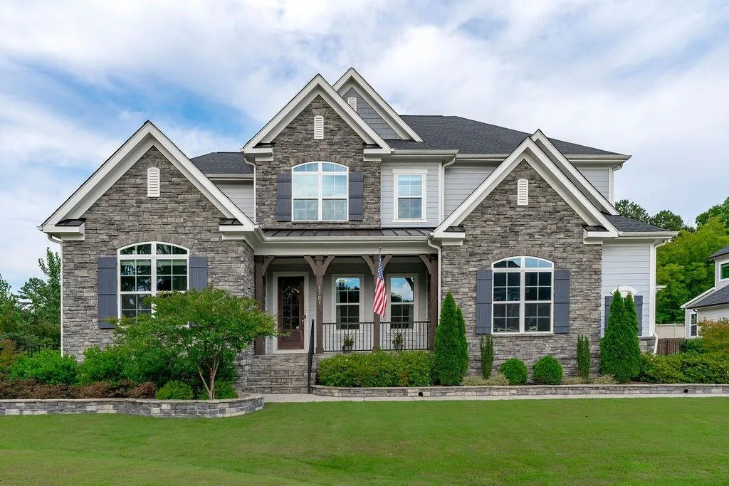 Stone siding home exterior in Salem Village, Apex NC