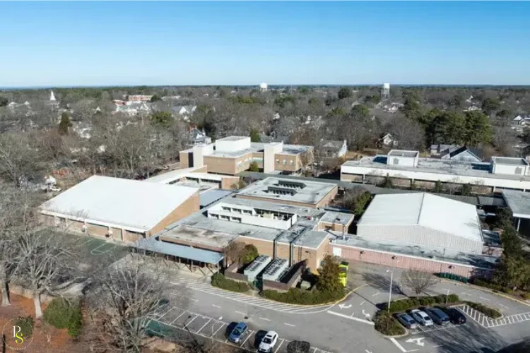 Aerial view of Apex Middle School in Apex, NC