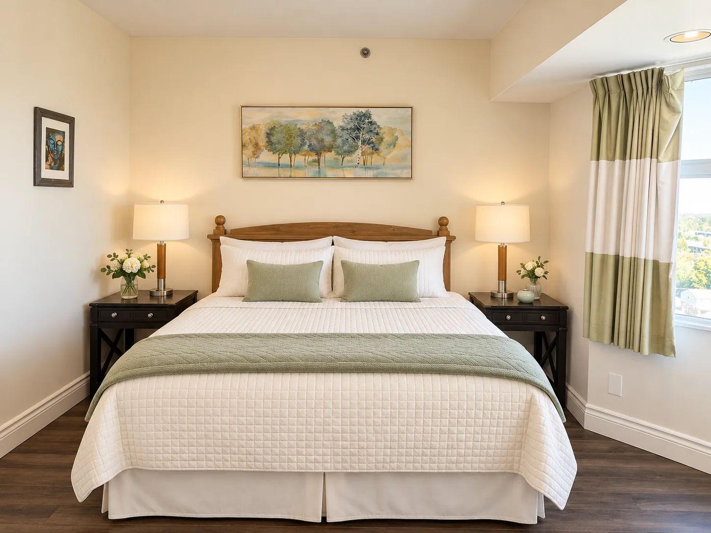 The Diamond Suite master bedroom at Emerald Residence in a traditional style with a king bed and soft natural light