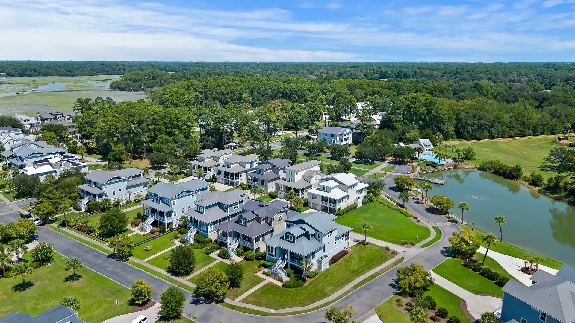 Aerial Neighborhood View at 32 Hackney Pony Lane, Hilton Head Island SC