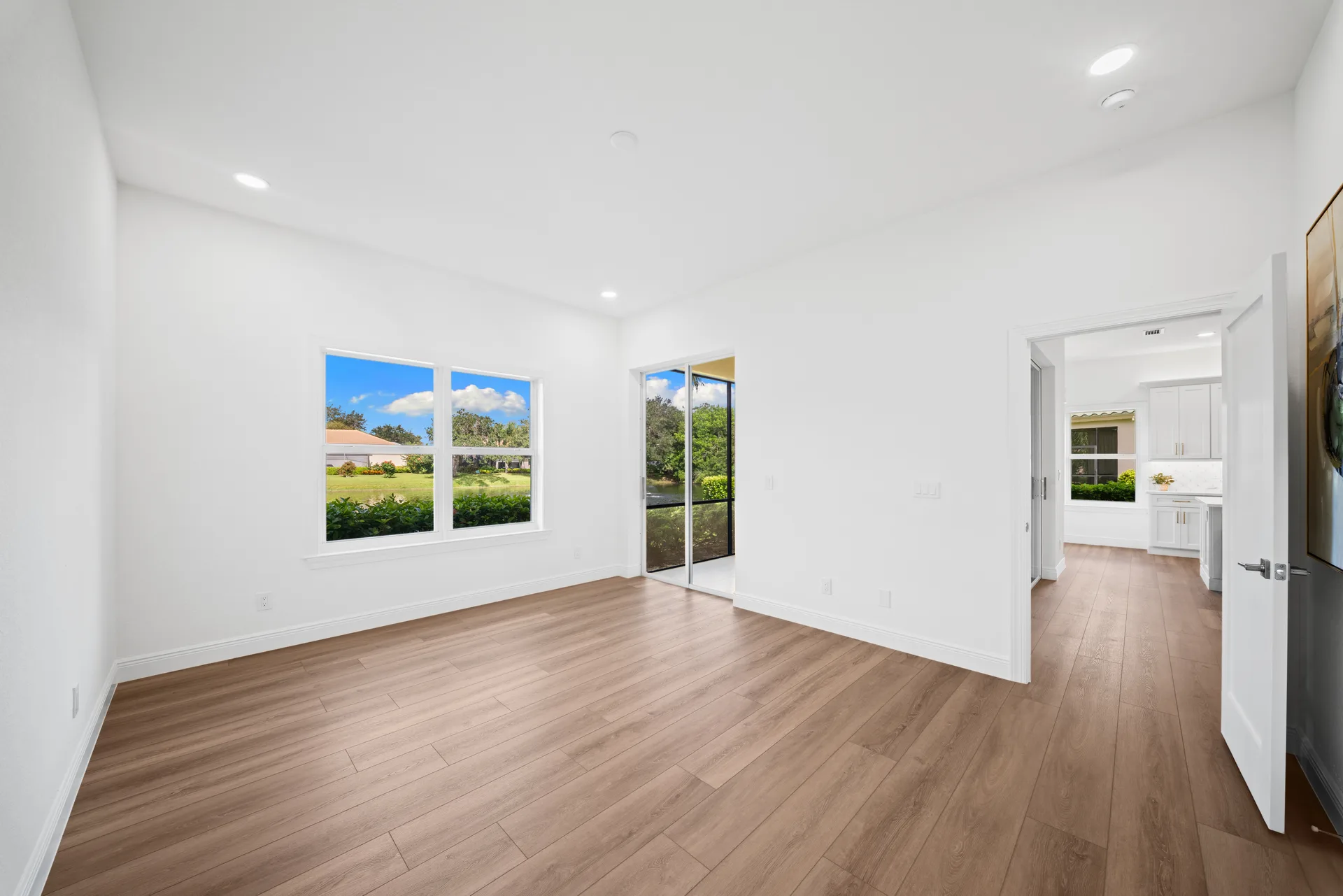 Bright vacant bedroom with large window