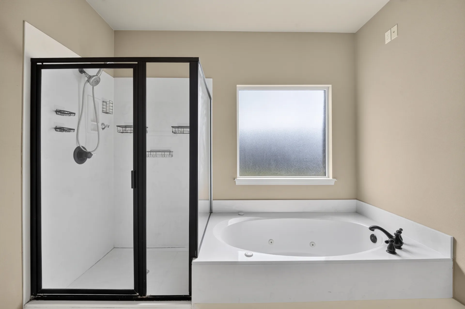 Jetted tub and walk-in shower