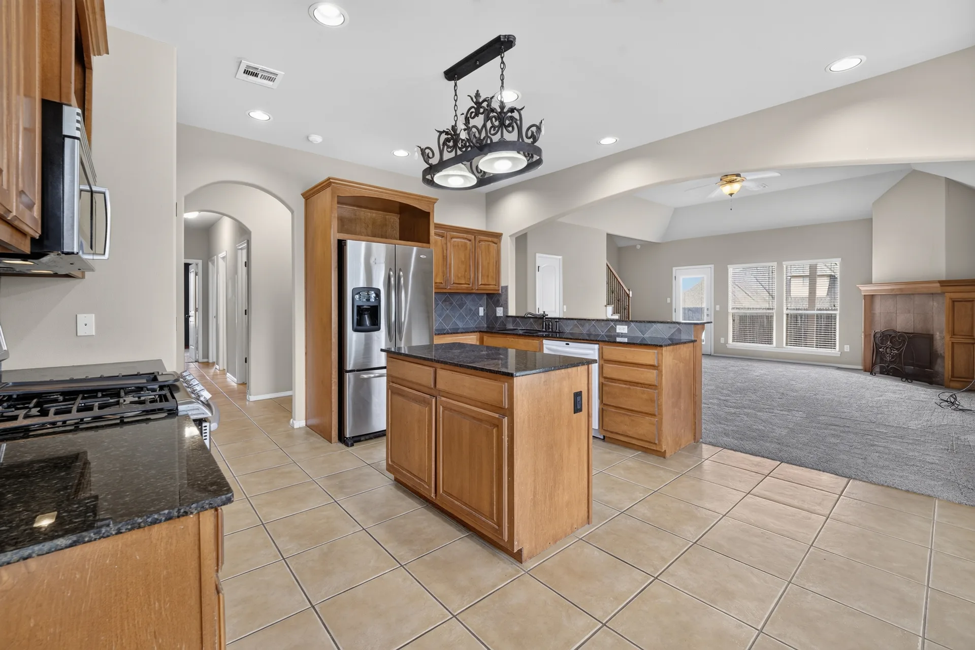 Kitchen open to the living room