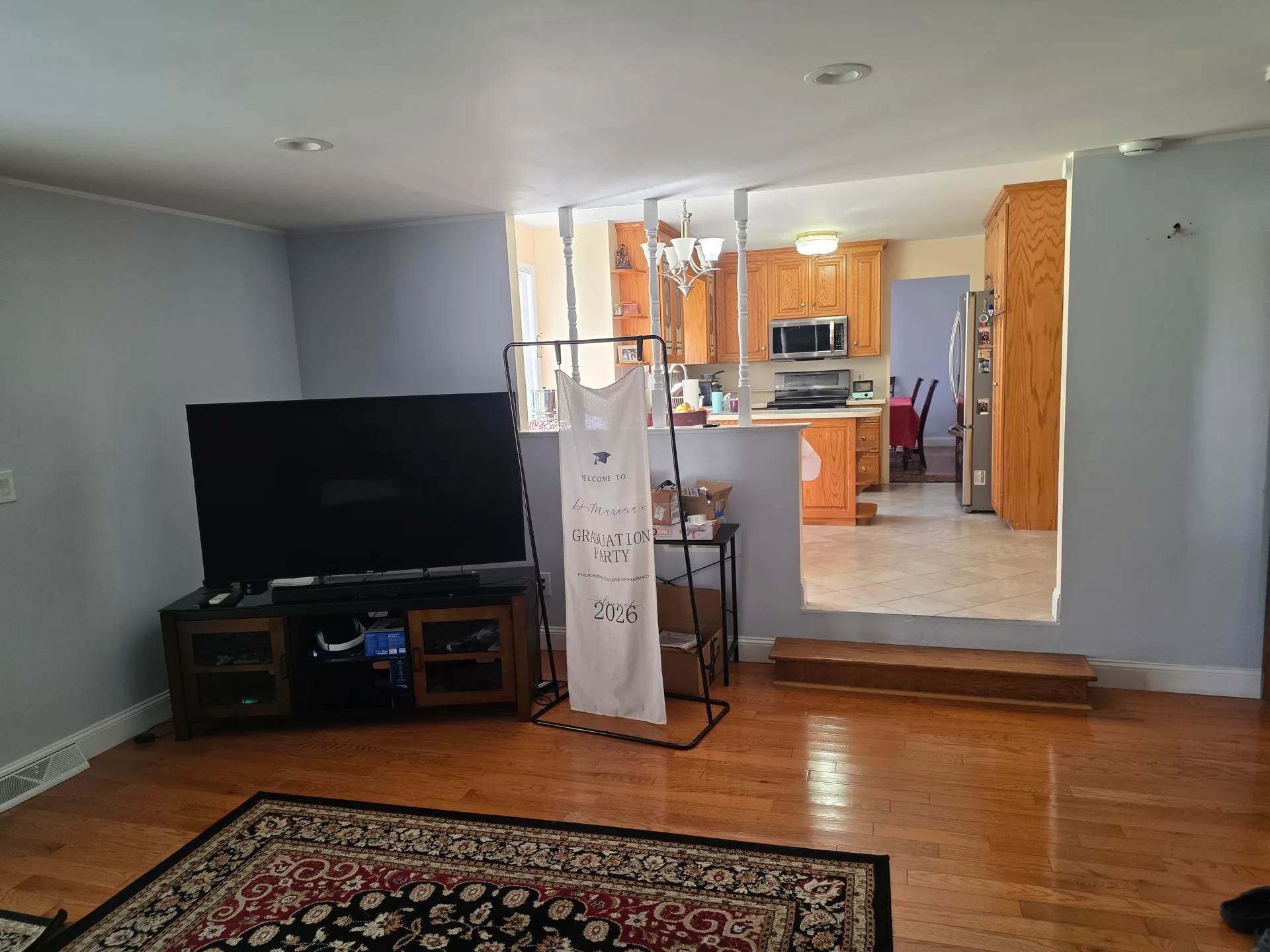View from the living room into the kitchen