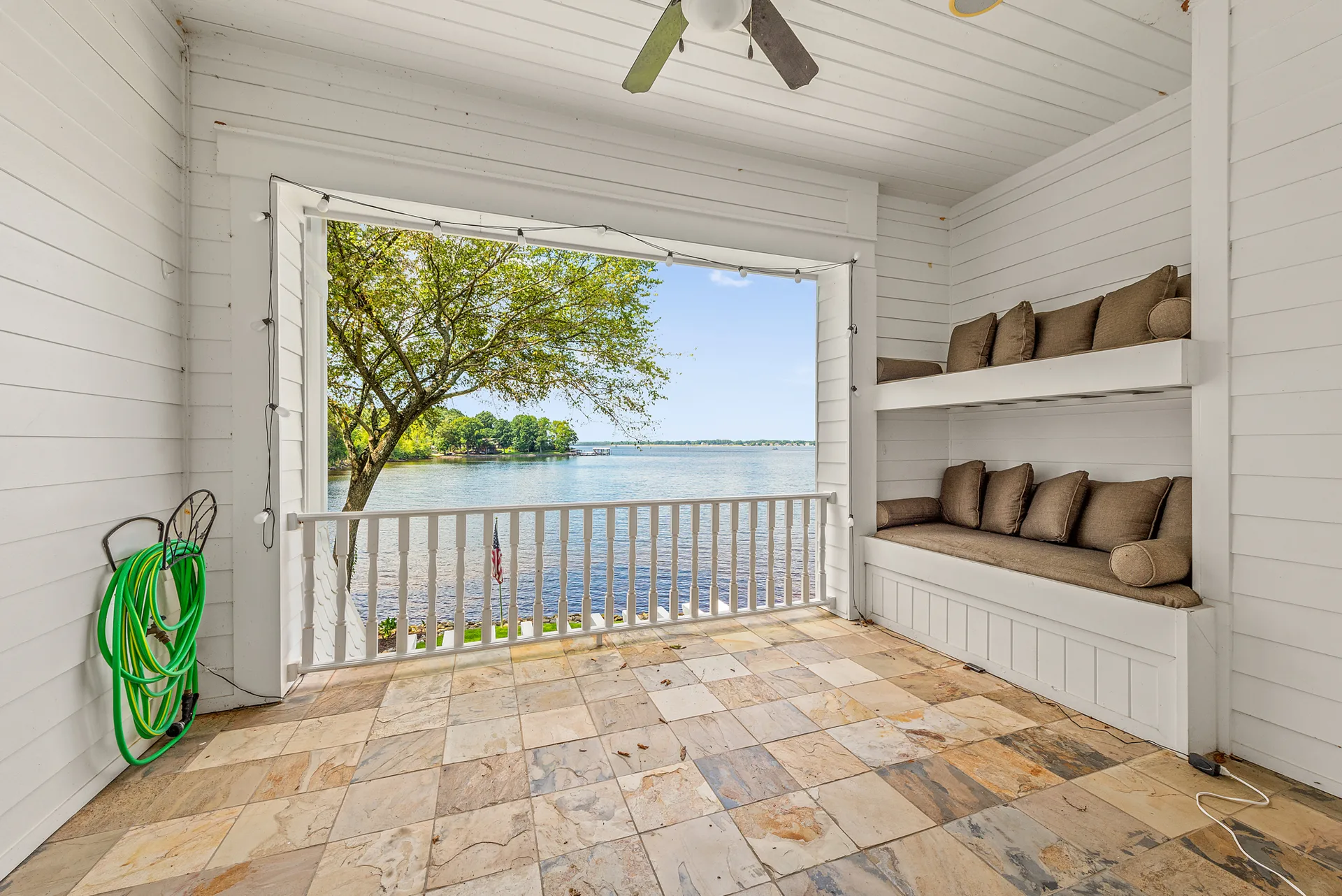 Covered porch overlooking the lake