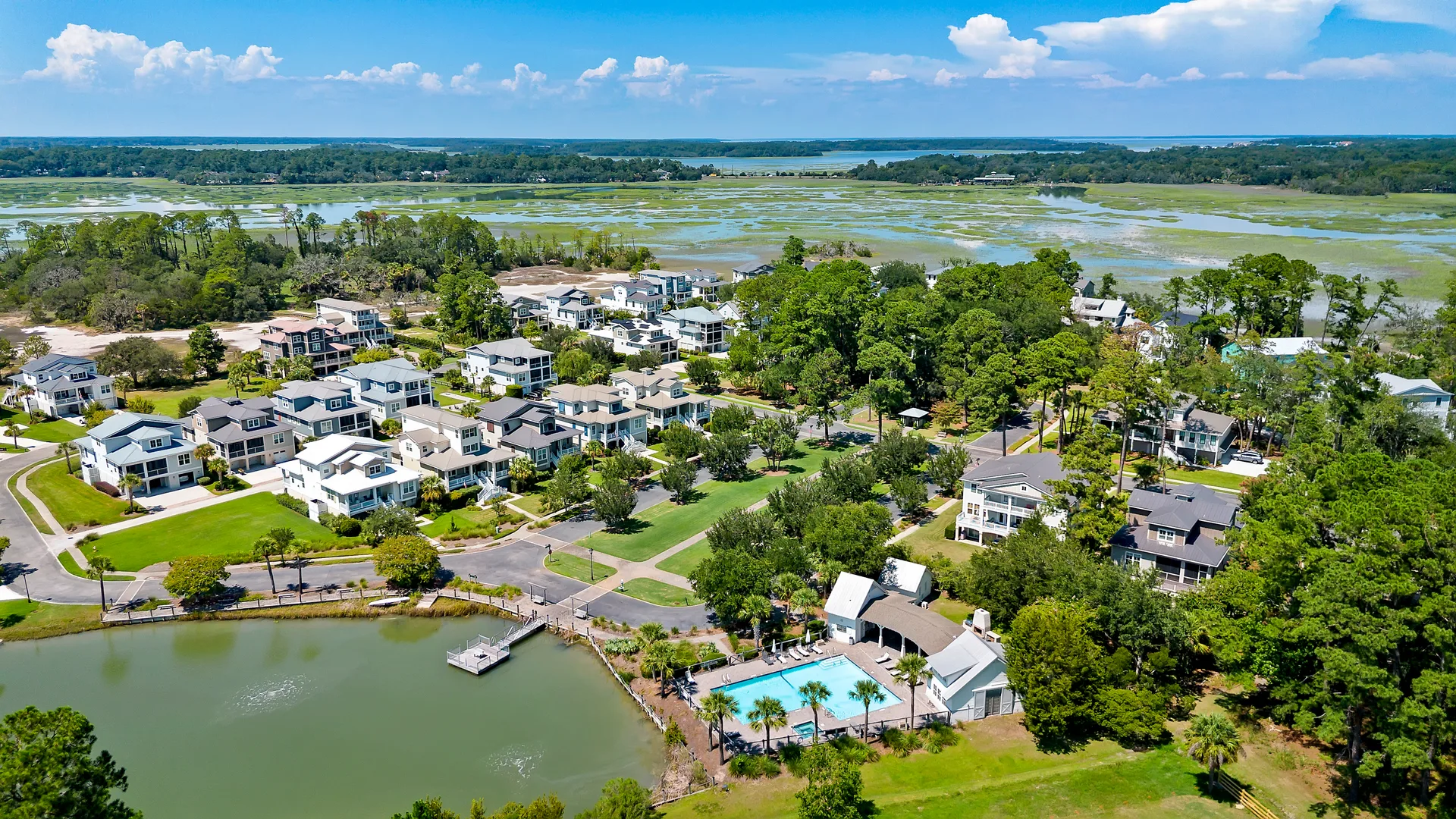 Aerial Neighborhood View at 32 Hackney Pony Lane, Hilton Head Island SC