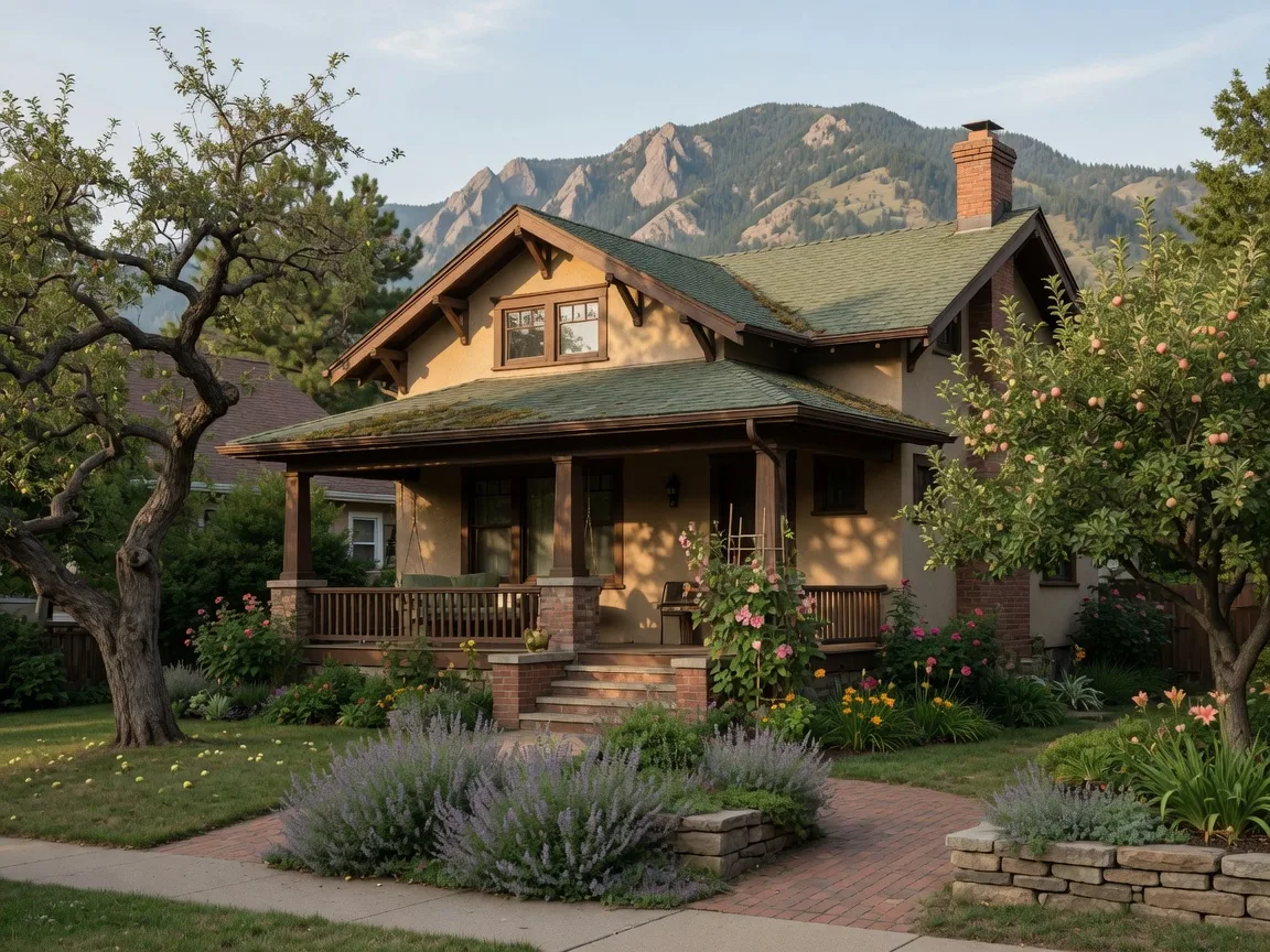 Classic Craftsman bungalow in Newlands Boulder with front porch, established garden, and mountain views