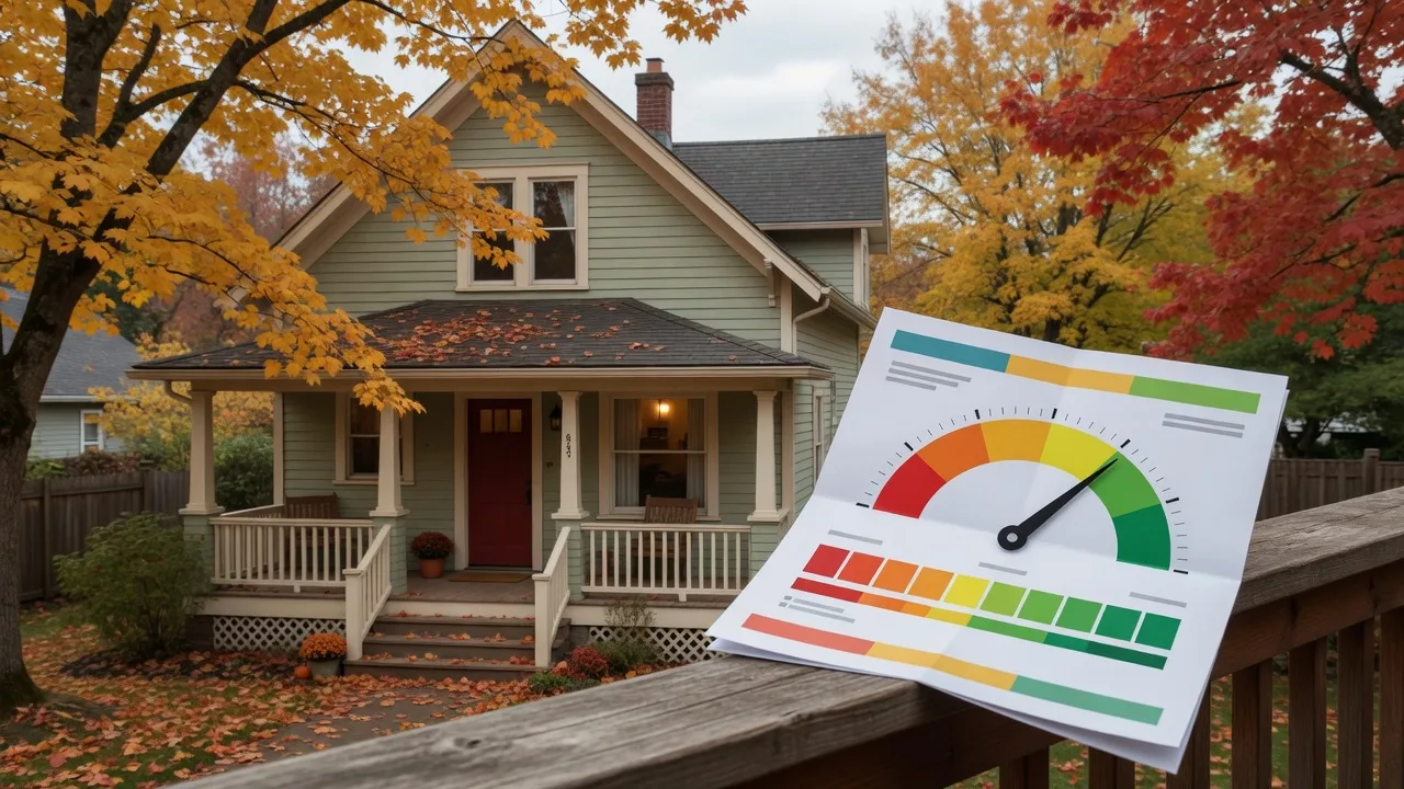 A charming Oregon home in autumn, representing energy-efficient homeownership in the Willamette Valley.