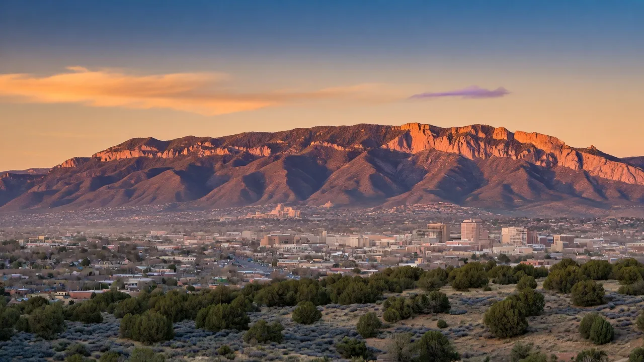 The Sandia Mountains above Albuquerque at golden hour