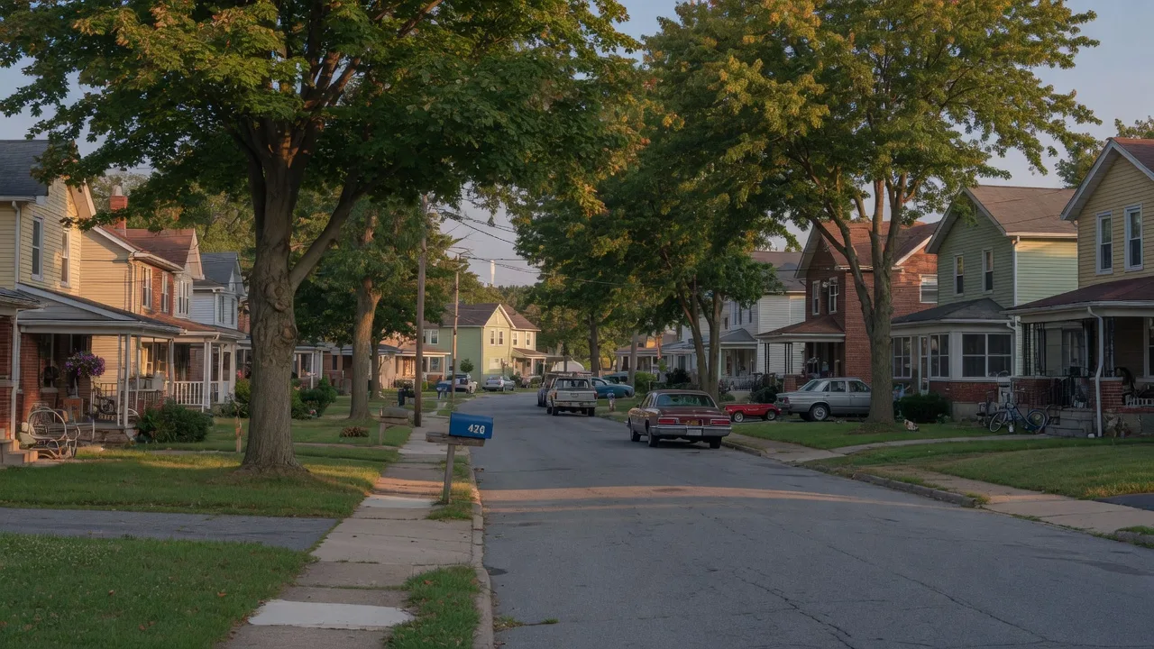 Quiet suburban street in Delaware County, Pennsylvania