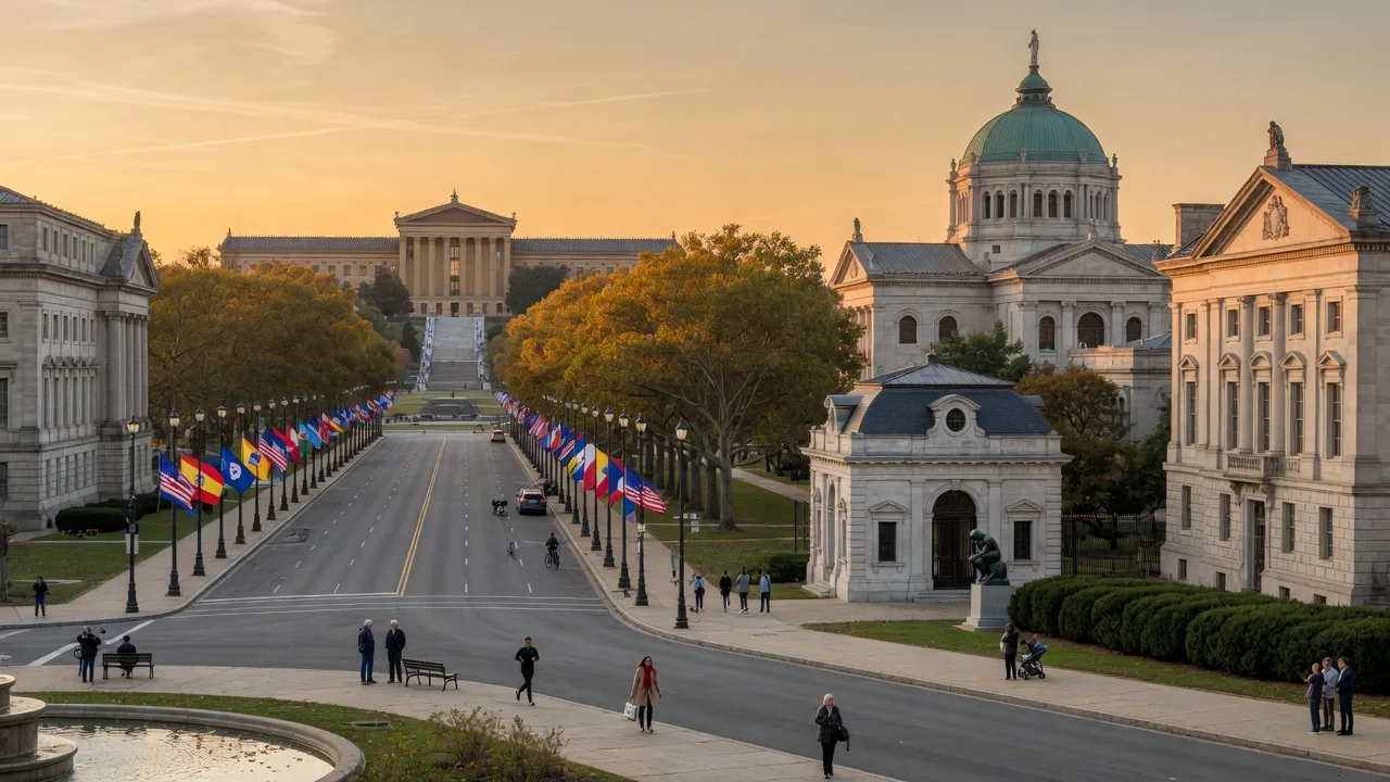Logan Square and Swann Fountain near the Benjamin Franklin Parkway