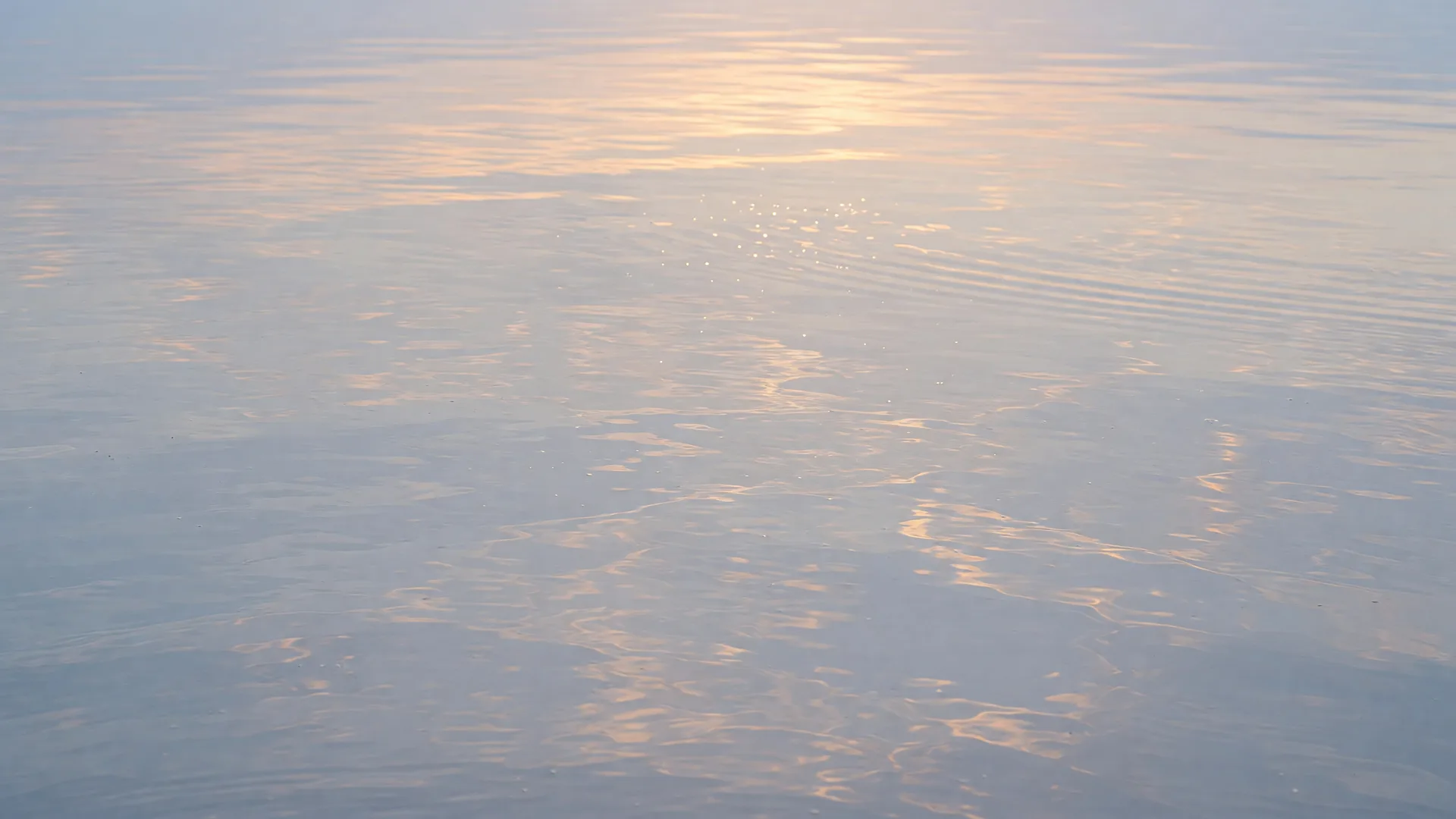Calm early morning light rippling across still water