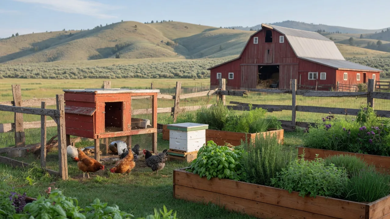 chickens, honey bees, and a kitchen herb garden at the Hidden Springs farmstead