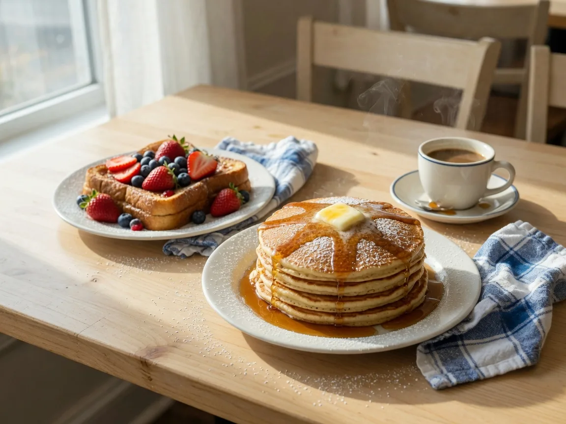 Pancakes, French toast, and coffee at The Cubby Hole in Moorestown, NJ