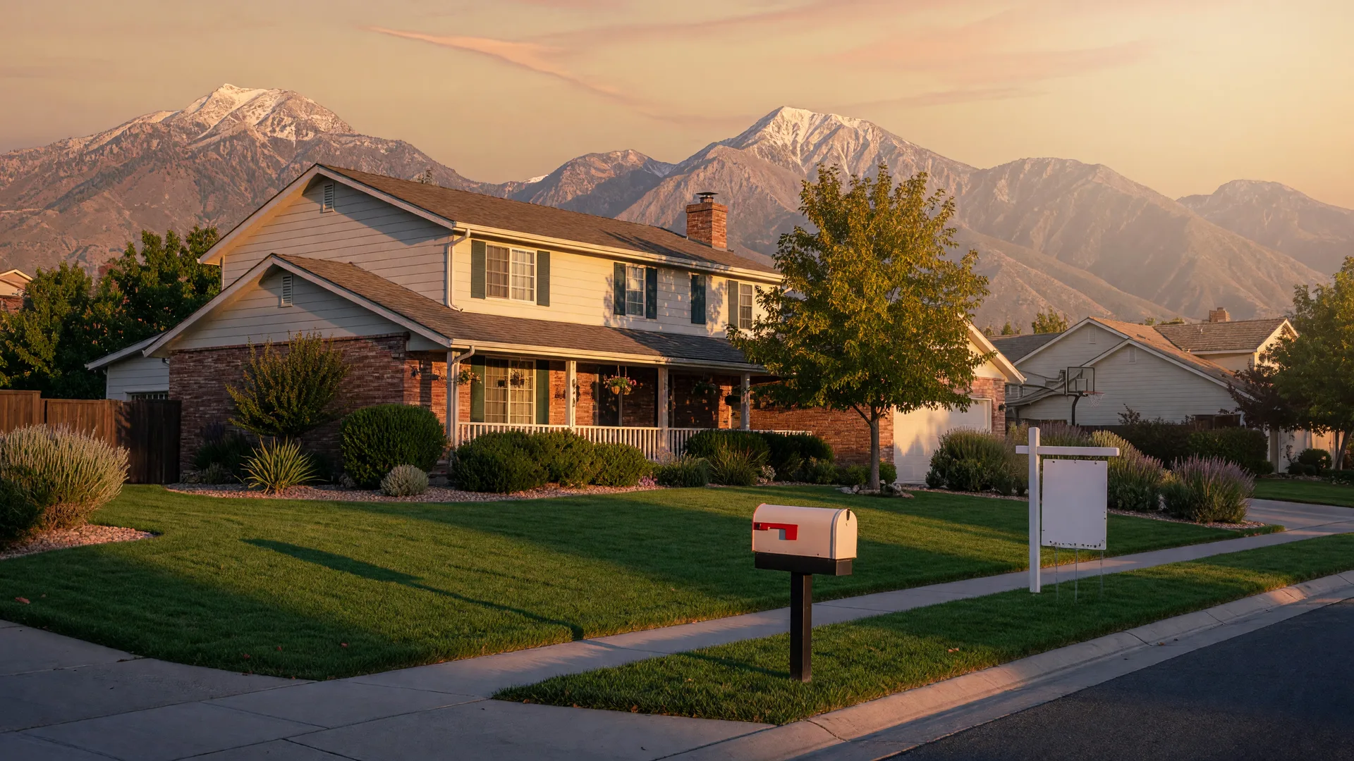 A Utah home along the Wasatch Front at golden hour