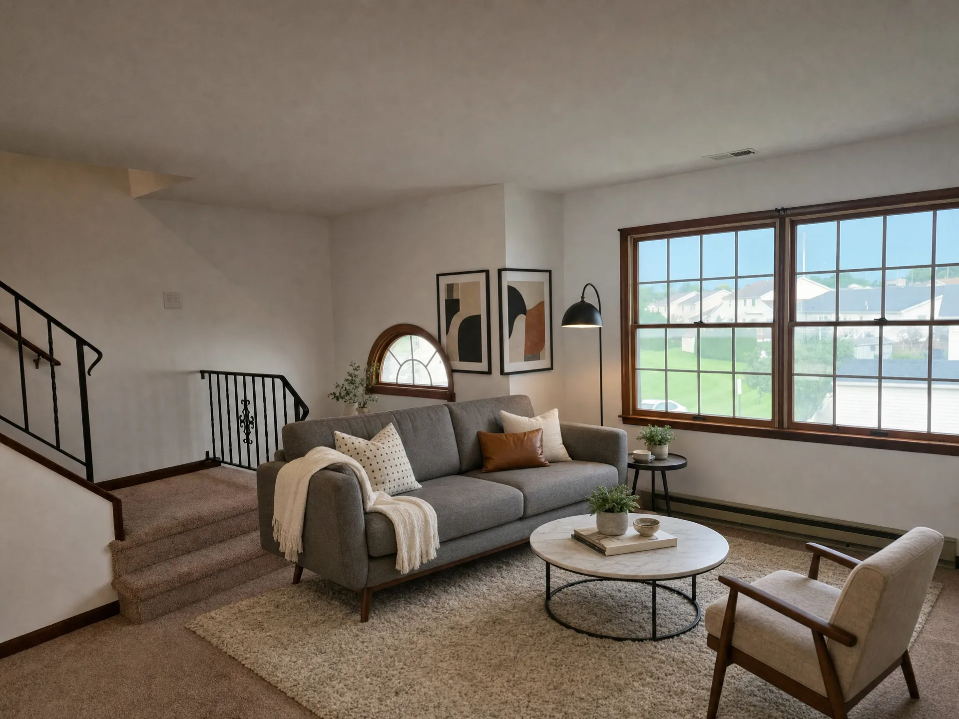 Living room virtually staged at 1118 Bernice Dr, Coplay PA