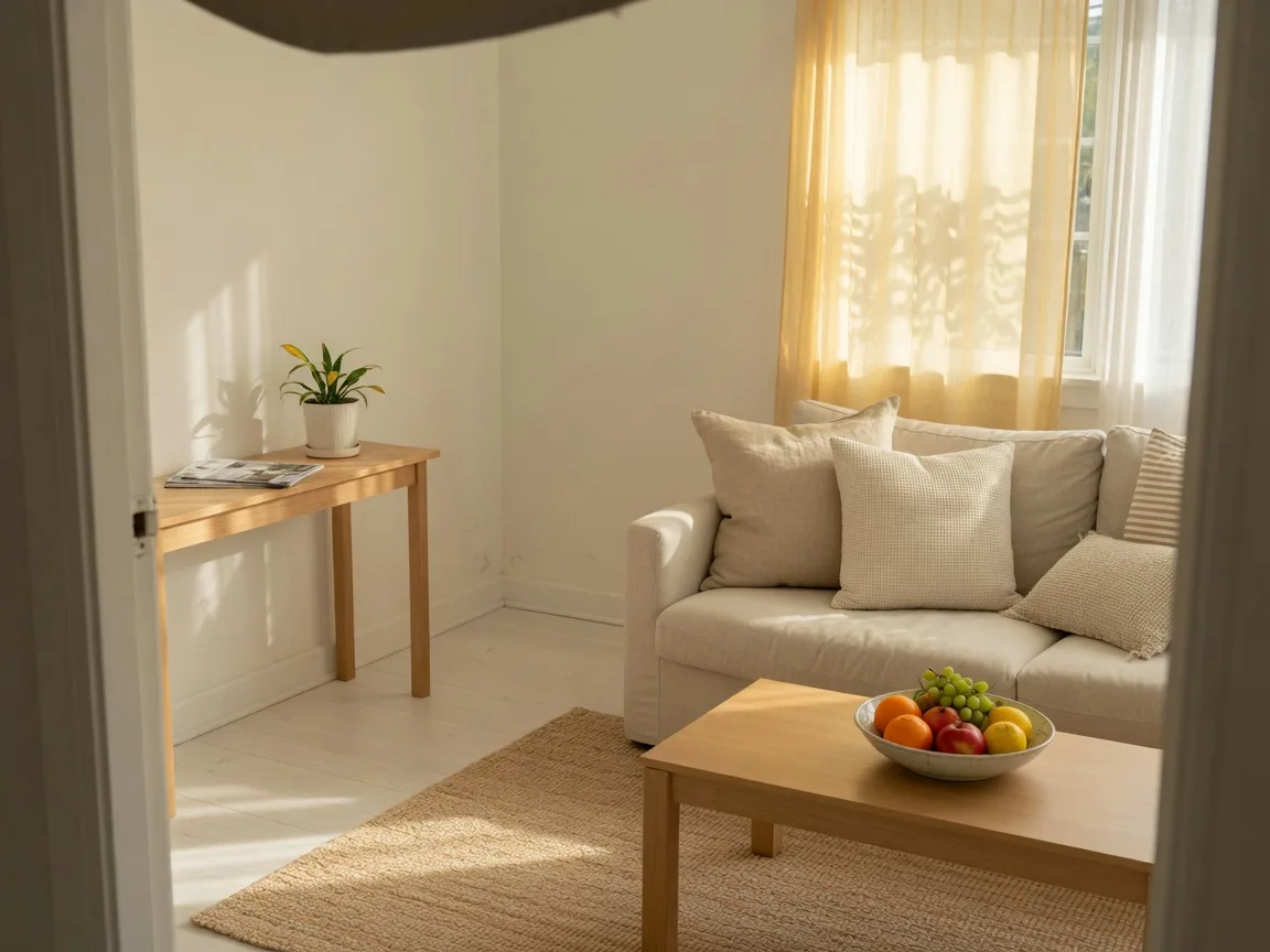 A bright, staged living room ready for an open house