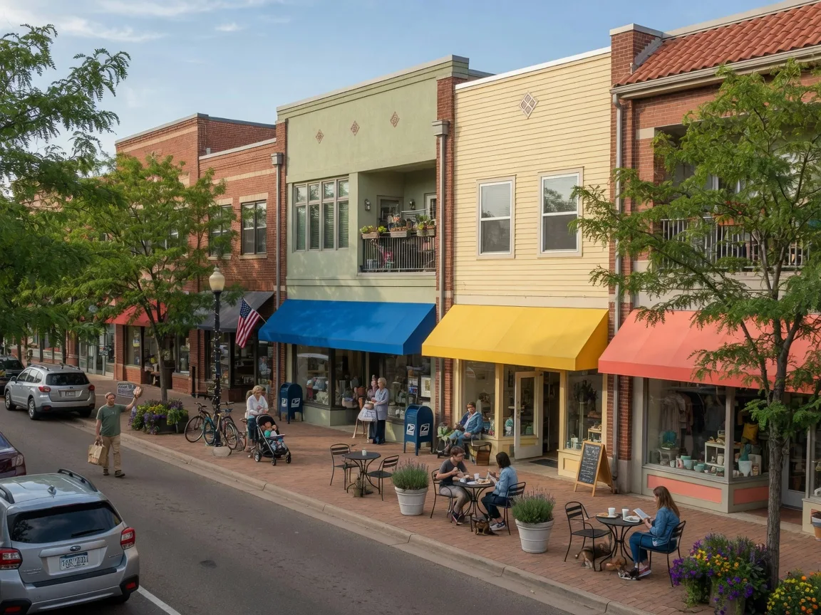 Town center in Prospect New Town with cafe and shops