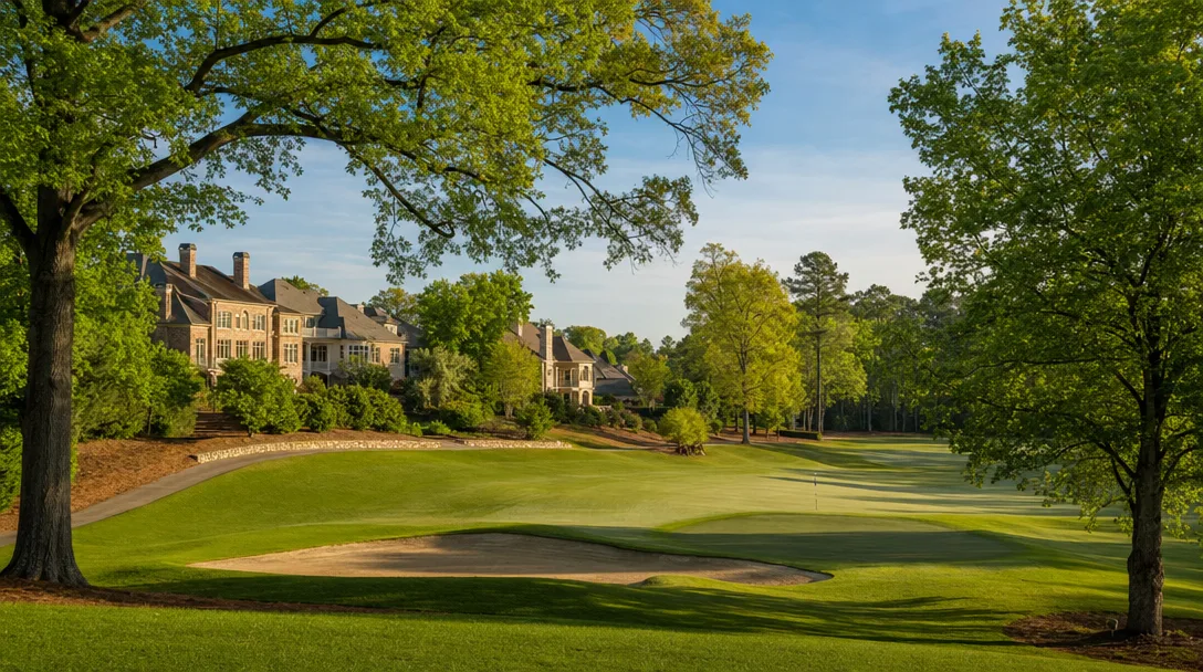 Brookstone Country Club golf course with elegant homes in Acworth Georgia