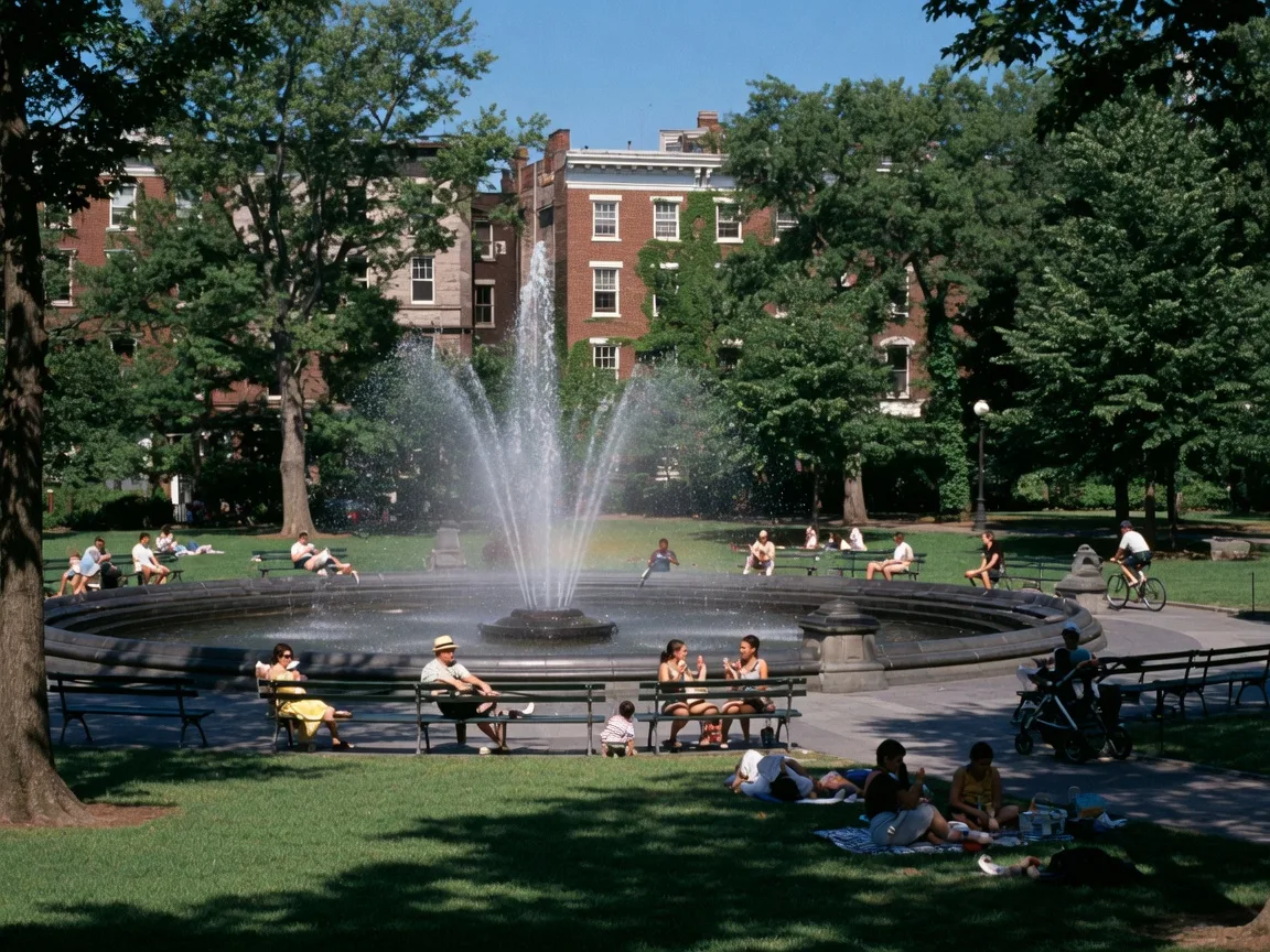 Washington Square Park with fountain and historic architecture