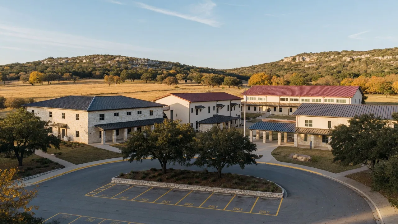 A modern Texas Hill Country public school campus
