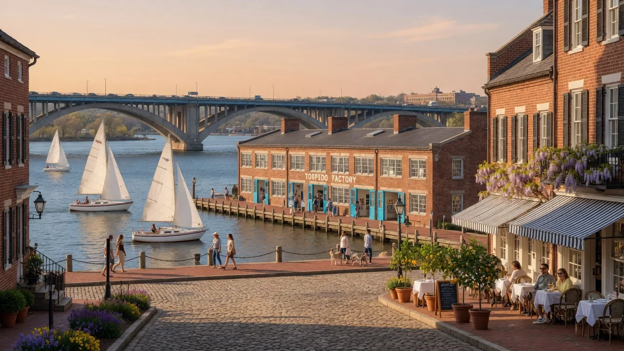 King Street waterfront and Old Town Alexandria, Virginia