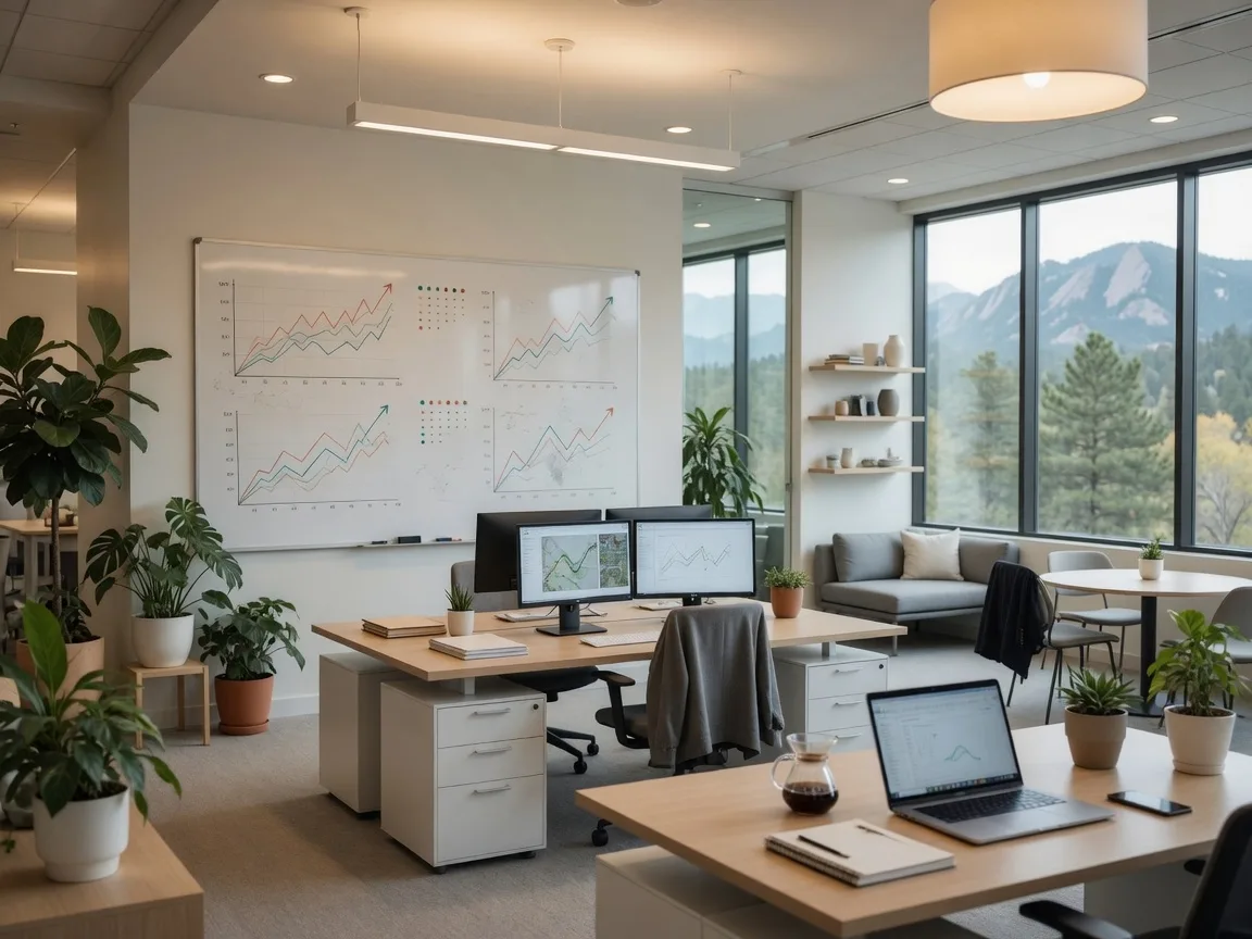 Real estate office workspace in Boulder Colorado