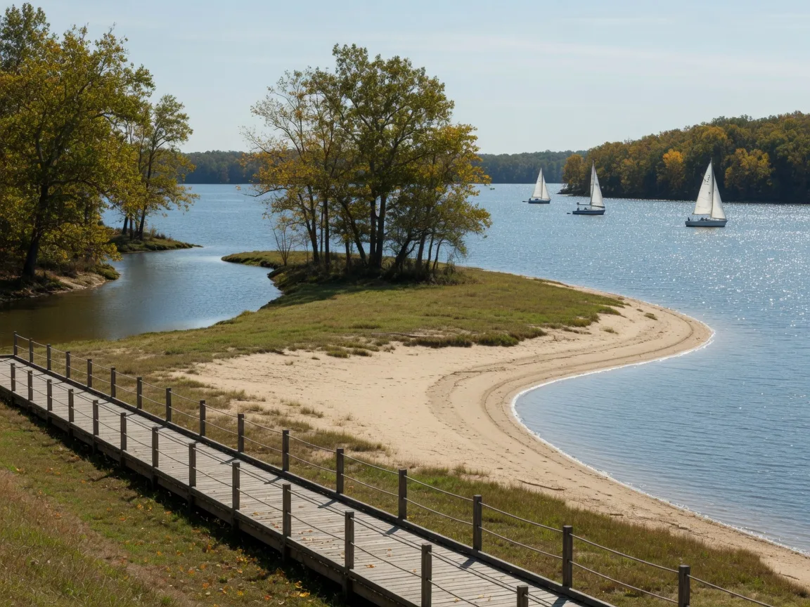The Potomac River shoreline at Widewater State Park near Summerwood, Stafford VA, where Aquia Creek meets the river