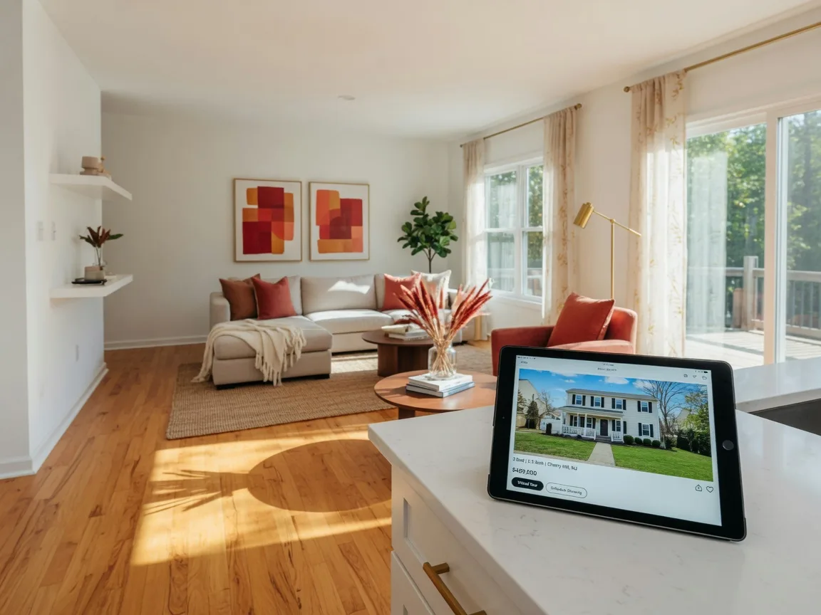 Modern South Jersey home interior with staging and technology