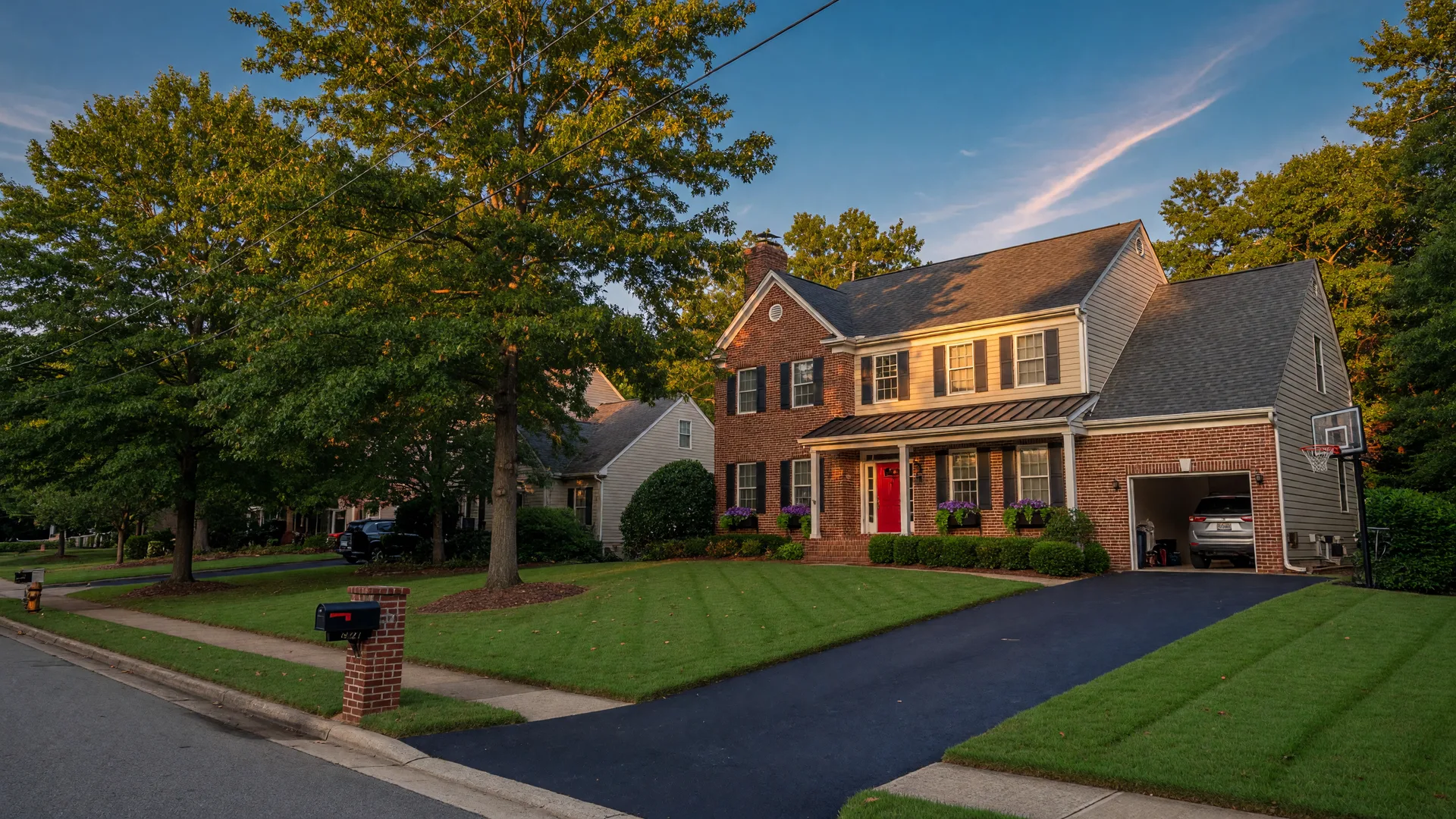 A suburban home in a leafy Raleigh North Carolina neighborhood, the subject of a homeowners insurance cost guide