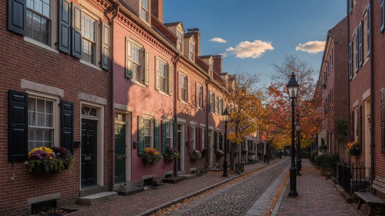 Historic cobblestone streets in Old City Philadelphia