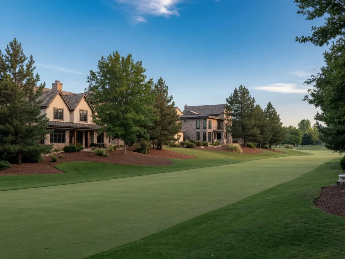 Large custom homes lining a fairway in Banbury, Eagle