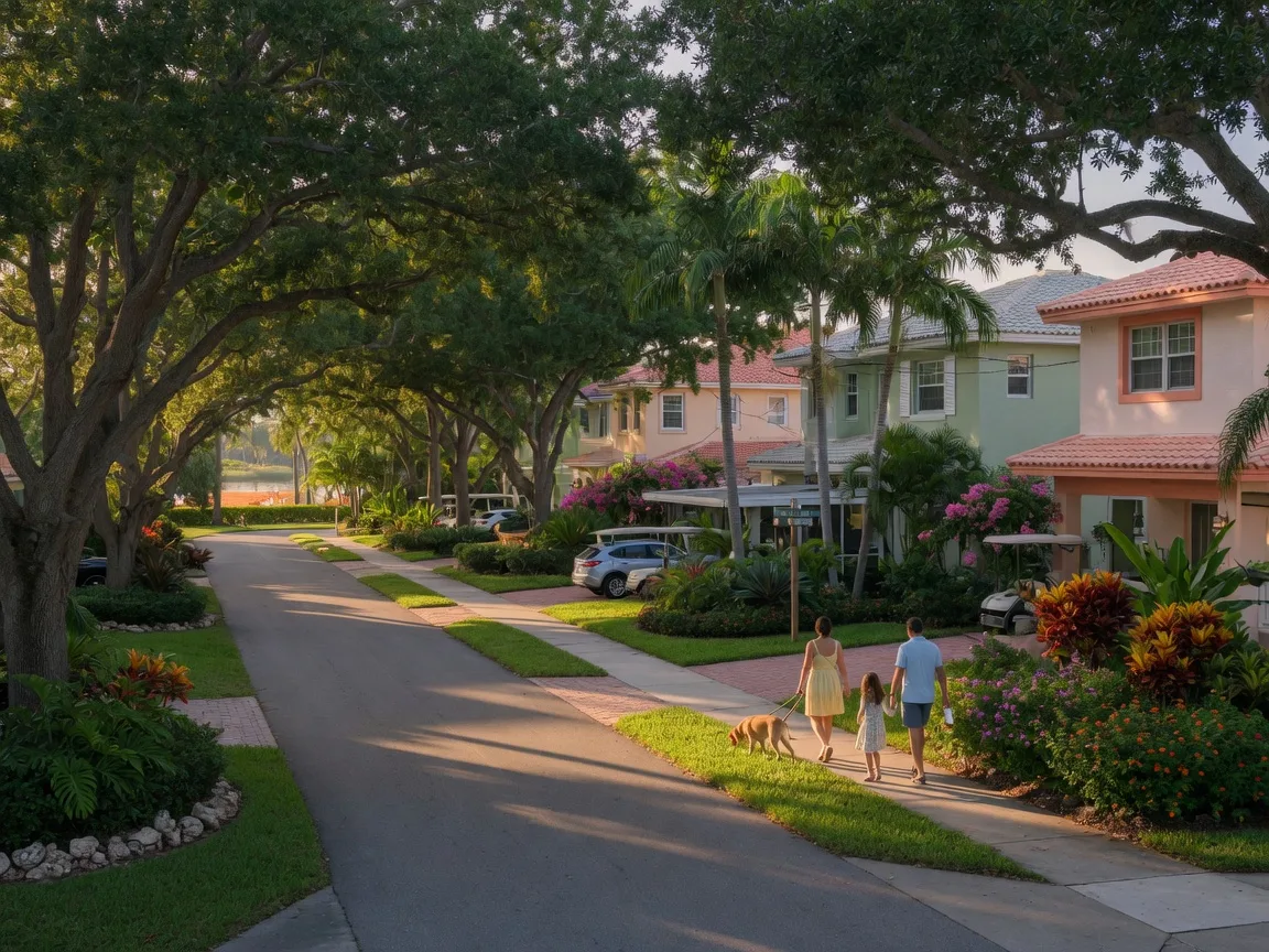 Lake Ida neighborhood streets in Delray Beach with canopy trees and well-maintained homes