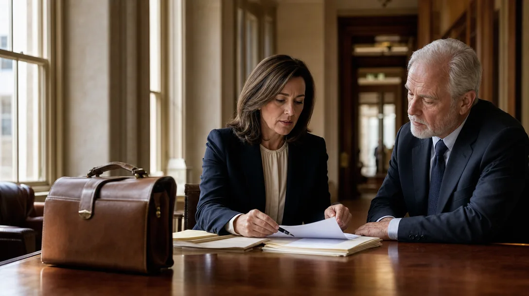 Professional real estate consultation setting with legal documents and a briefcase, representing trusted probate expertise